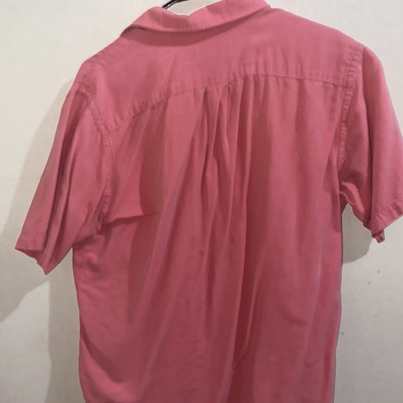 Men’s Medium Lands End Salmon Short Sleeve Button Down Shirt - Picture 5 of 5